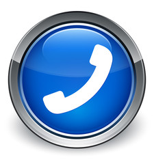 Phone icon optimum blue round button