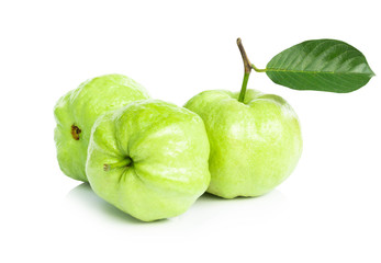 Closeup top view fresh guava fruit isolated on white background, healthy concept