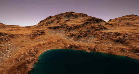 Extremely detailed and realistic high resolution 3d illustration of a Mars like Planet