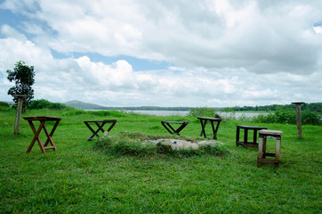A Campfire in near the river banks