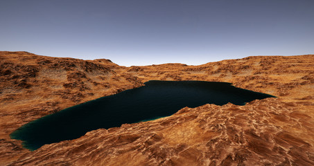 Extremely detailed and realistic high resolution 3d illustration of a Mars like Planet