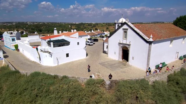 Portugal. Aerial view in Cacela Velha, coastal village in Algarve. 4k Drone Video