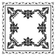 Square pattern with decorative outline elements of traditional