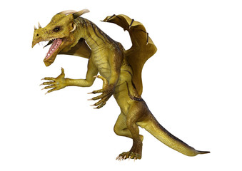 3D Rendering Fantasy Dragon on White