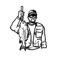 illustration for fishing logo. Fisherman logo. Fishing logo	