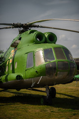 Obraz premium Fragment of the helicopter. Summer Transportation Background