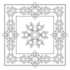 Square pattern with decorative outline elements of traditional