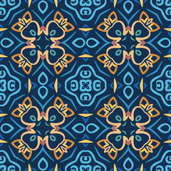Blue Seamless Pattern Oriental Design