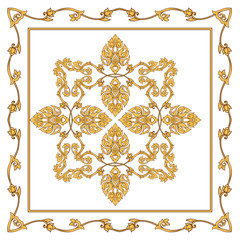 Square pattern with decorative outline elements of traditional