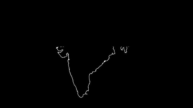 Indian Map white outline draw.