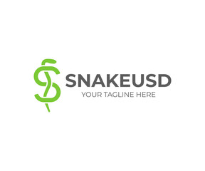Dollar sign with snake logo design. Initial letter s vector design. Finance logotype