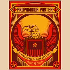 Retro Eagle Propaganda Posters Elements Background Set