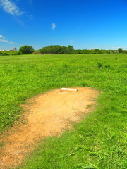夏草の中のピッチャーマウンド