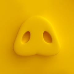 Cartoon funny pig nose. Template element of head character. 3d render.