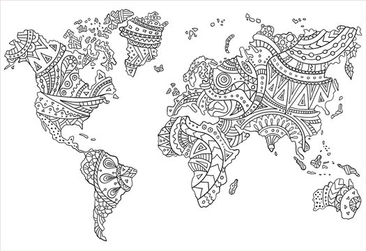 A painted map of the world. Vector illustration.