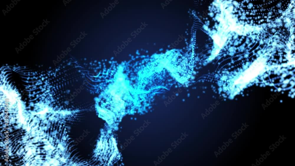 Poster twist blue plasma moving particle form motion background