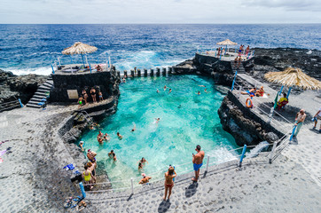Natural pool of Charco Azul in La Palma, Canary islands, Spain,