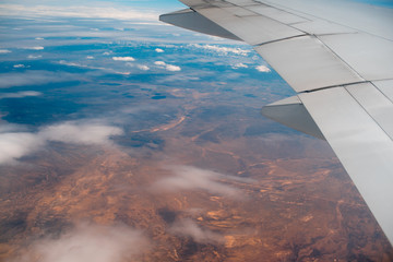 View on desert in Arizona from plane window