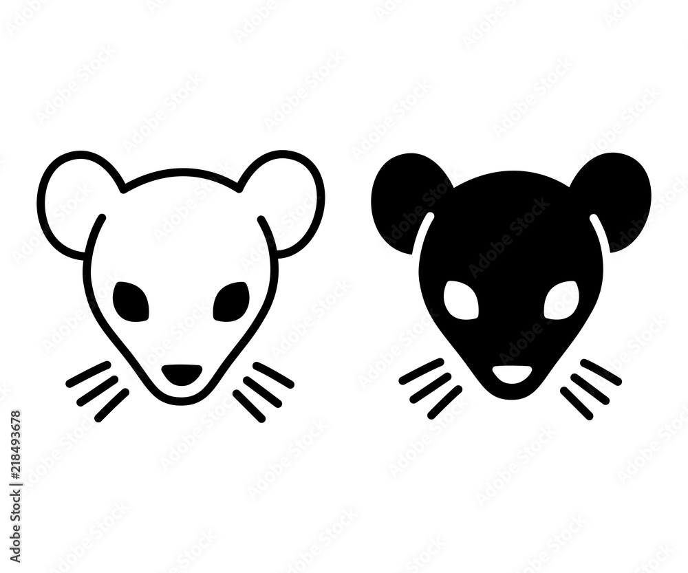 Wall mural black and white rat face - Wall murals