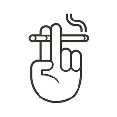 Cigarette in hand smoking sign