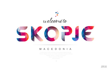 Welcome to skopje macedonia card and letter design typography icon