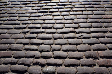 Ancient stone sett paving.