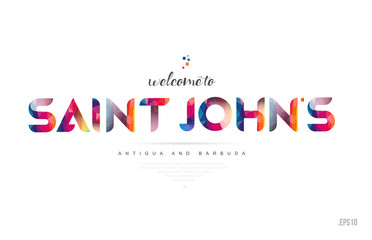 Fototapeta na wymiar Welcome to saint john antigua and barbuda card and letter design typography icon