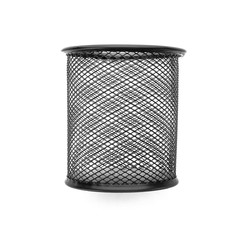 Metal bucket on white background. Stationery for school