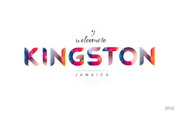 Welcome to kingston jamaica card and letter design typography icon