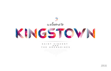 Welcome to kingston saint vincent and the grenadines card and letter design typography icon