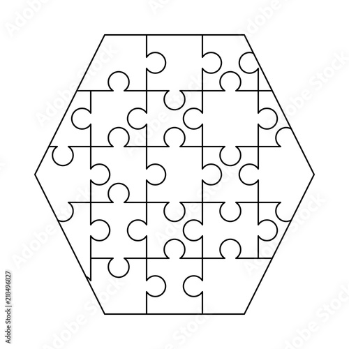 "White puzzles pieces arranged in a hexagon shape. Jigsaw Puzzle ...