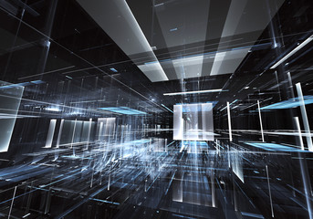 Abstract technology 3D illustration. Pattern, flyer, banner, graphic design