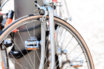 Modern city Bicycles parked on the street