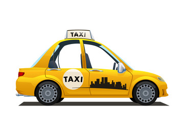 catoon yellow taxi