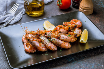 Tiger prawns on the grill