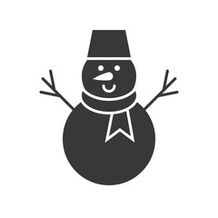 snowman in Christmas and winter theme, glyph style
