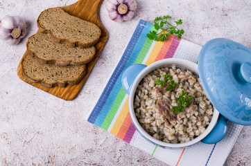 Traditional pearl barley porridge