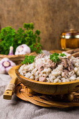 Traditional pearl barley porridge