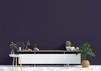 Modern interior design in Scandinavian style. Mock up wall. 3D illustration.