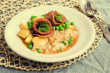 Salami with stewed vegetables