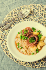 Salami with stewed vegetables