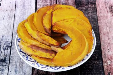 Grilled Thai Pumpkin,Delicious vegetable commonly used in savory and sweet dishes, cooking.