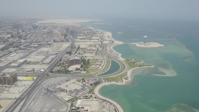 Aerial footage of Khobar Corniche. 4K video