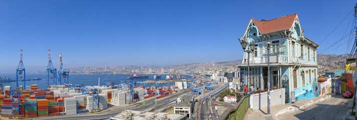Panoramic of Valparaiso Port, Valparaiso, Chile