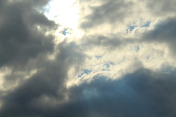 Dark gray rainy clouds. Background. Landscape.