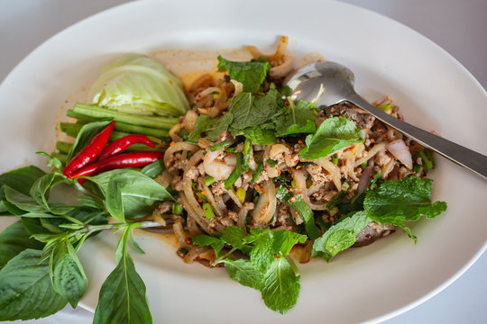 Pork loin Thai food.
