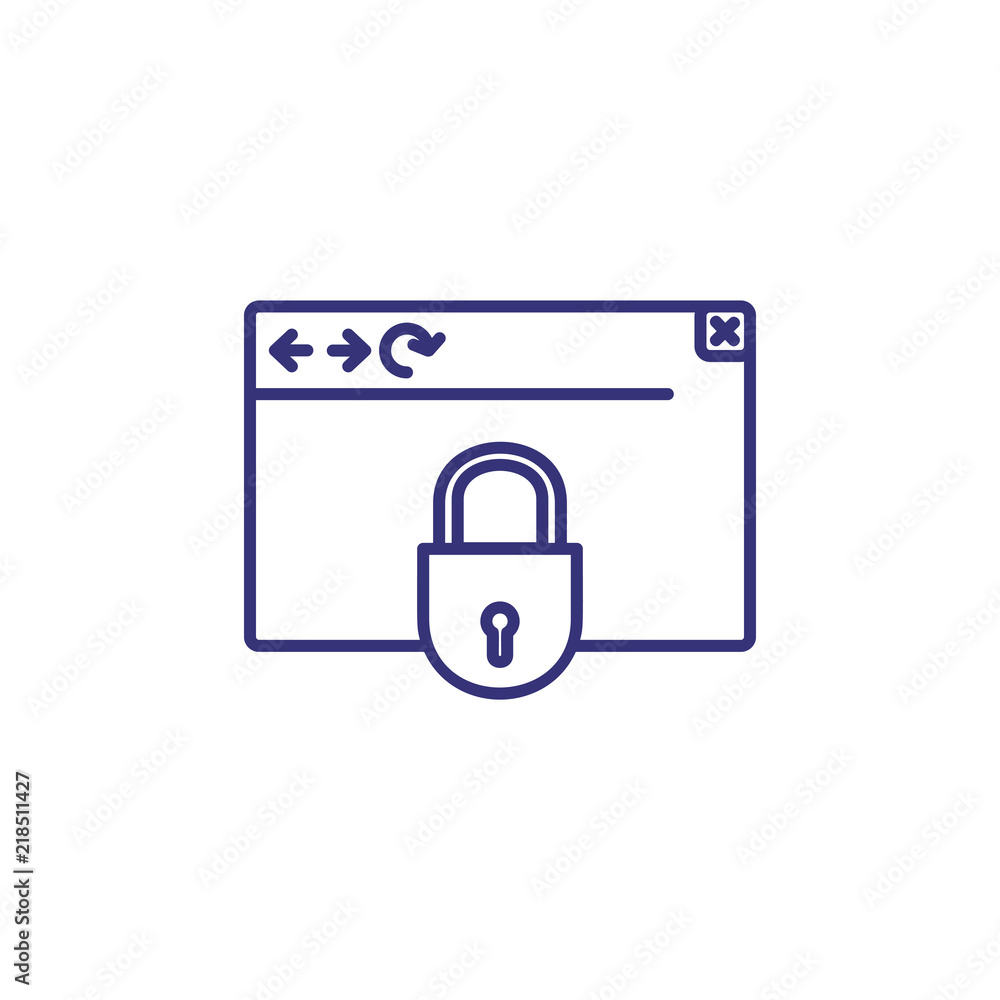 Poster web security line icon. browser, lock, padlock. data safety concept. can be used for topics like ant