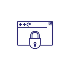 Web security line icon. Browser, lock, padlock. Data safety concept. Can be used for topics like antivirus, system protection, information technology