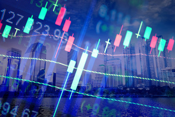 Stock market graph chart. The digital information for trading market.