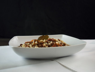 Lentejas con arroz y chorizo